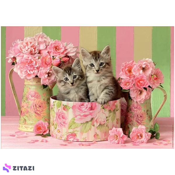 پازل 500 تکه ادوکا مدل Kittens With Roses