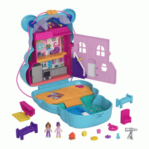 اسباب بازی مدل کیف خرسی Mattel Polly Pocket Teddy Bear Compact Bag 2 Micro Dolls