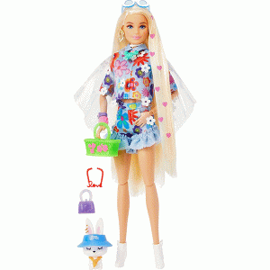 عروسک باربی مدل Mattel Barbie Extra Blue Skirt Doll