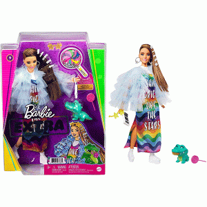 عروسک باربی مدل Mattel Barbie Extra Frilly Jacket Fashion And Hair Design Doll
