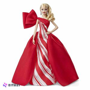 عروسک باربی لباس قرمز مدل Barbie FXF01 2019 Holiday Barbie Doll
