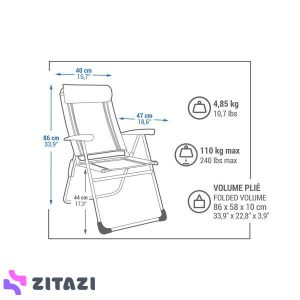 صندلی کمپینگ تاشو - استیل / آلومینیوم - راحتی