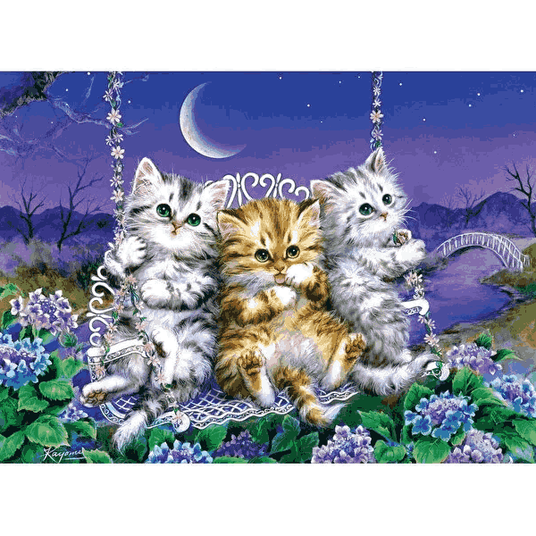 پازل 500 تکه آرت پازل طرح Kittens Swaying in the Moonlight کد 5086