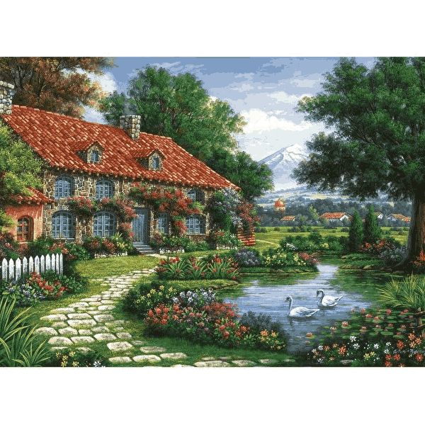 پازل 1500 تکه آرت پازل مدل Garden with Swans كد 4551