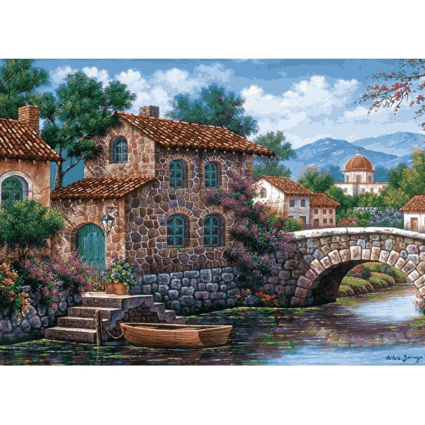 پازل 500 تكه آرت پازل طرح Canal with flowers كد 5070