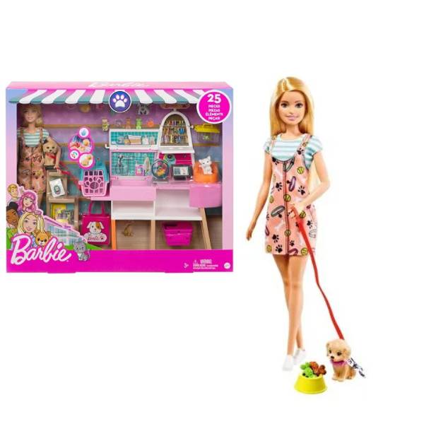 عروسک باربی مدل Barbie and Pet Shop Playset کد GRG90 3