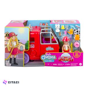 عروسک-باربی-آتشنشان-مدل-Mattel-Barbie-Chelsea-Fire-.-Truck-Playset