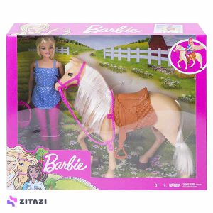 عروسک باربی اسب سوار مدل Barbie and her Beautiful Horse Playset