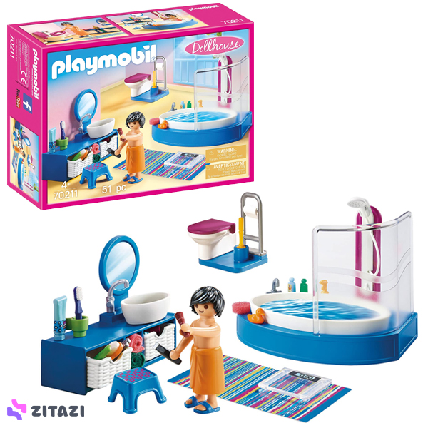 بازی آموزشی پلی موبیل مدل Bathroom With Tub Set کد 70211