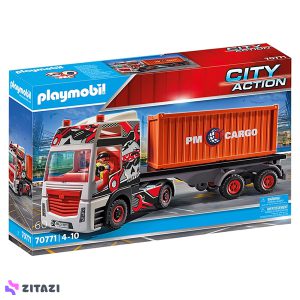 بازی آموزشی پلی موبیل مدل Truck With Cargo Container کد 70771