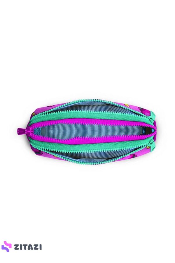 Kids Açık Pembe Su Yeşili Makaron Desenli Üç Bölmeli Kalem Çantası 22301