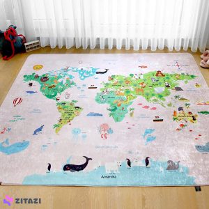 فرش اتاق کودک Hamur طرح World Map کد 03