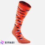 جوراب اسکی بچه گانه ودز مدل Wedze Orange Patterned 100