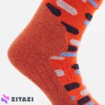 جوراب اسکی بچه گانه ودز مدل Wedze Orange Patterned 100