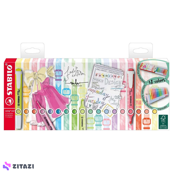 ست 18 رنگ هایلایتر Stabilo Swing Cool