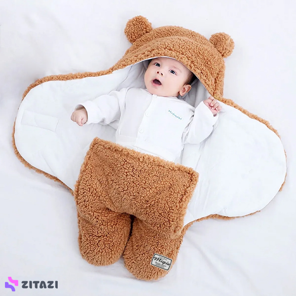 قنداق فرنگی مخملی 0 تا 12 ماه migie قهوه‌ای