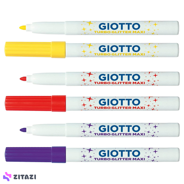 ماژیک اکریلیک 6 رنگ جیوتو Giotto مدل TURBO GLITTER MAXI