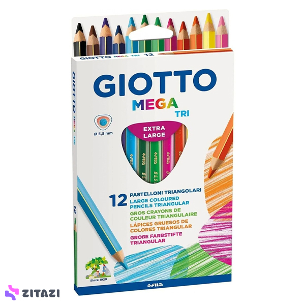 مدادرنگی 12 رنگ جیوتو Giotto مدل Mega Tri