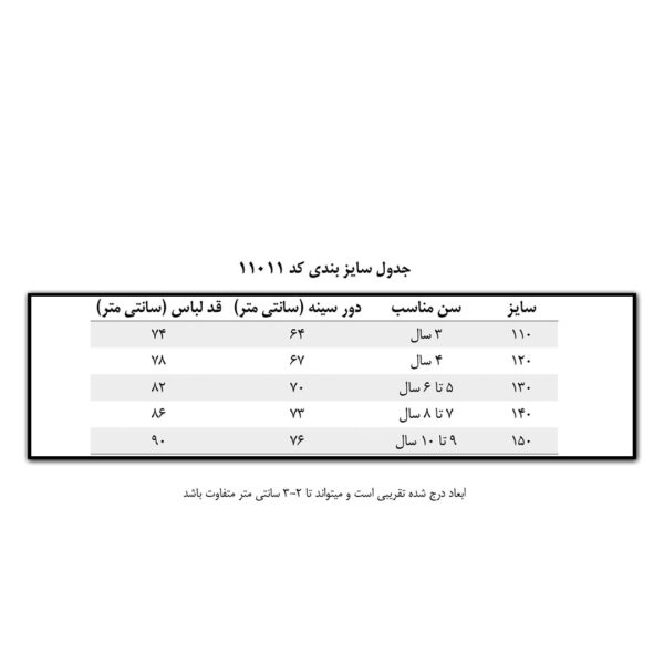 جدول-سایزبندی-کد-11011