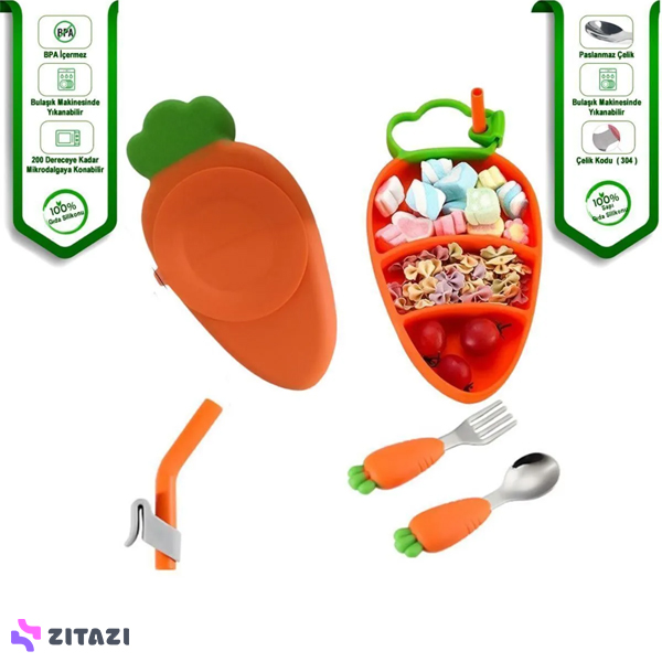 ست غذا خوری سیلیکونی کودک jojobebek طرح هویج