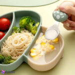 قاشق چنگال دسته سیلیکونی کودک jojobebek طرح قارچ طوسی
