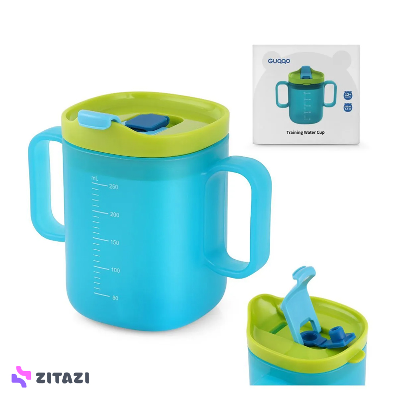 لیوان آبخوری 250ml کودک Guqqo آبی1 لیوان آبخوری 250ml کودک Guqqo آبی