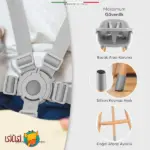 صندلی غذاخوری کودک الهله چوبی ۴کاره مدل Verona با پد چرمی رنگ آبی