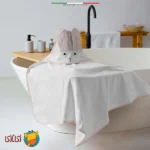 حوله کلاه‌دار نوزاد اله‌اله طرح خرگوش - رنگ پودری (90×90 سانتی‌متر)
