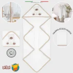 حوله کلاه‌دار نوزاد اله‌اله طرح خرس- رنگ کرم (90×90 سانتی‌متر)