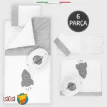 ست خواب ۶ تکه کودک اله‌له مدل Space رنگ طوسی