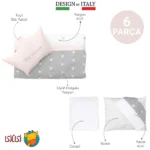 ست خواب ۶ تکه کودک اله‌له مدل Letto رنگ پودری (صورتی ملایم)