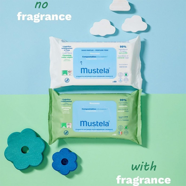 دستمال مرطوب کودک mustela بسته 60 عددی