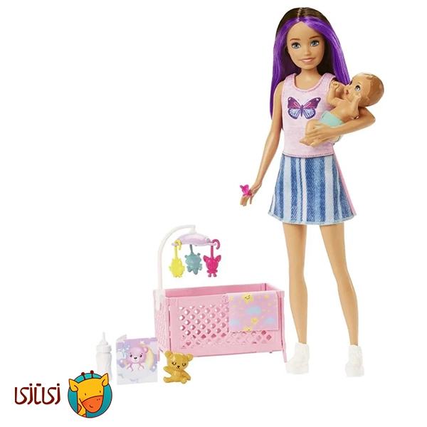  ست بازی عروسک باربی با موهای آبی Barbie Skipper Babysitter کد HJY33