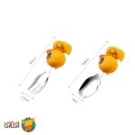 ست ظرف سیلیکونی و قاشق و چنگال استیل سیلیکونی jojobebek مدل جوجه