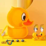 ست ظرف سیلیکونی و قاشق و چنگال استیل سیلیکونی jojobebek مدل جوجه