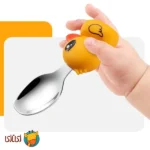 ست ظرف سیلیکونی و قاشق و چنگال استیل سیلیکونی jojobebek مدل جوجه
