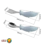 ست قاشق و چنگال بچگانه استیل دسته سیلیکونی jojobebek مدل ماهی جعبه دار (سبز)