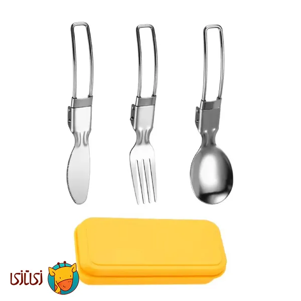 ست قاشق، چنگال و چاقوی استیل تاشو کودک jojobebek مدل مسافرتی به همراه جعبه