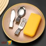 ست قاشق، چنگال و چاقوی استیل تاشو کودک jojobebek مدل مسافرتی به همراه جعبه
