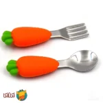 قاشق و چنگال دسته سیلیکونی کودک جوجوببک jojobebek مدل هویج (CARROW FIGURE)
