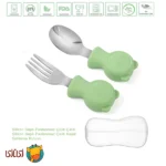 قاشق و چنگال کودک سیلیکونی با سر استیل جوجوببک jojobebek Fork and Spoon 