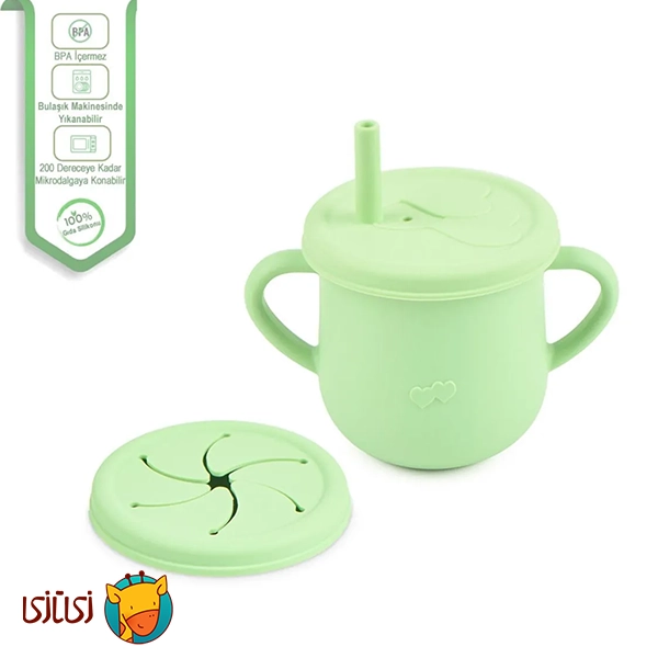 لیوان سیلیکونی کودک با نی جوجوببک jojobebek Silicone Cup مدل 002