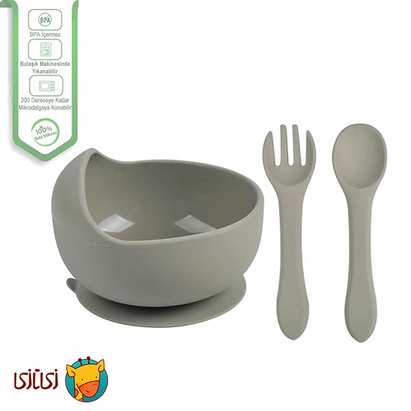 کاسه غذای سیلیکونی با قاشق و چنگال جوجوببک jojobebek Silicone Food Bowl
