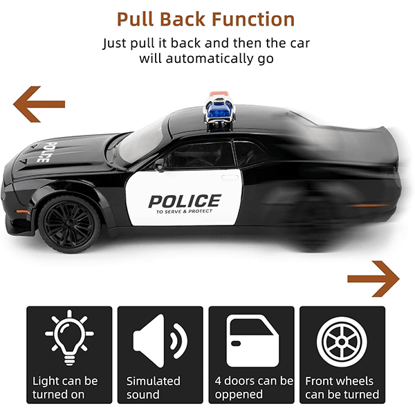 ماکت ماشین عقبکش مدل Dodge Challenger police مقیاس 1:24