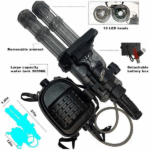 تفنگ آبپاش شارژی دولول مدل JF-005G – پرتاب قوی، چراغ LED، مخزن ۲.۵ لیتری
