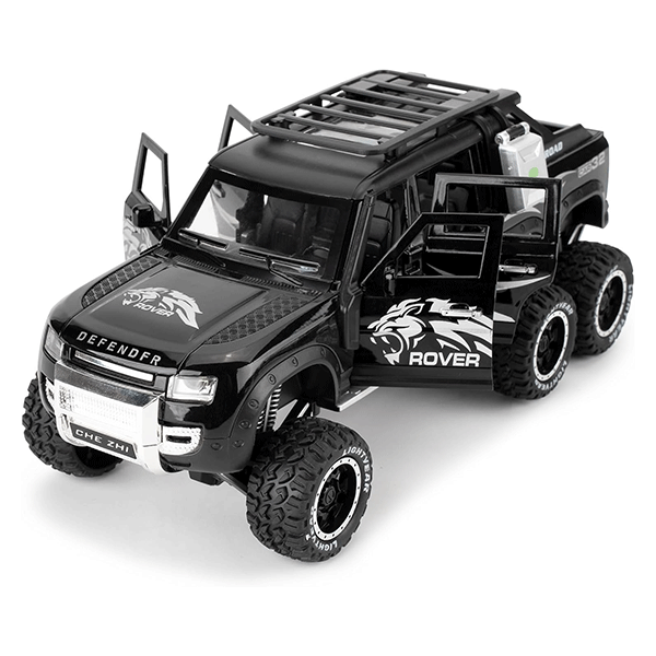 ماکت ماشین عقبکش مدل Land Rover Defender Six Wheels مقیاس 1:24 - مشکی