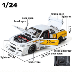 ماکت ماشین عقبکش مدل Nissan Skyline GTR-R34 مقیاس 1:24