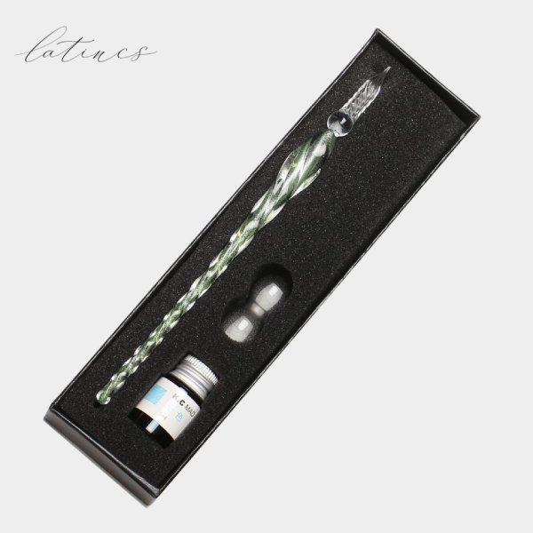 ست قلم شیشه‌ای اکلیلی سبز روشن برند Glass Pen