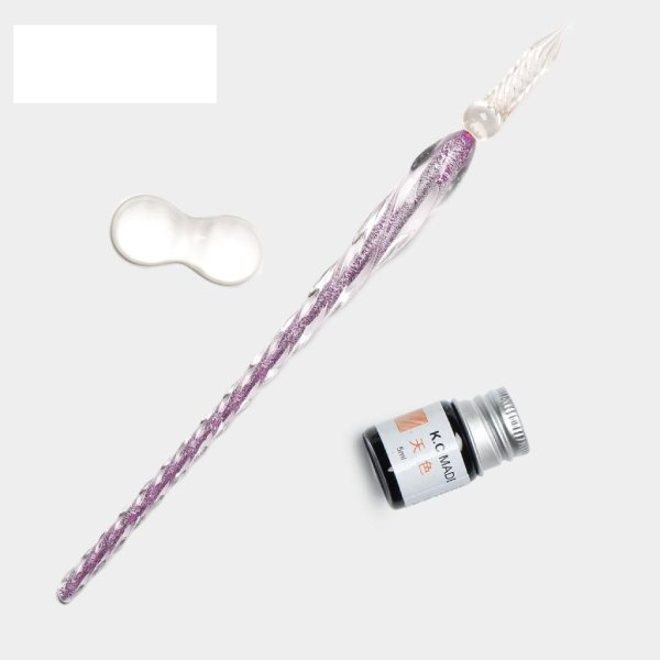 ست قلم شیشه‌ای اکلیلی صورتی روشن برند Glass Pen