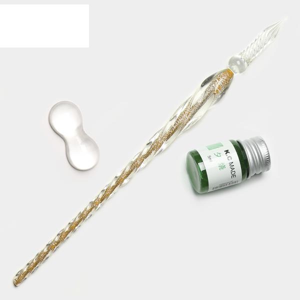 ست قلم شیشه‌ای اکلیلی طلایی برند Glass Pen